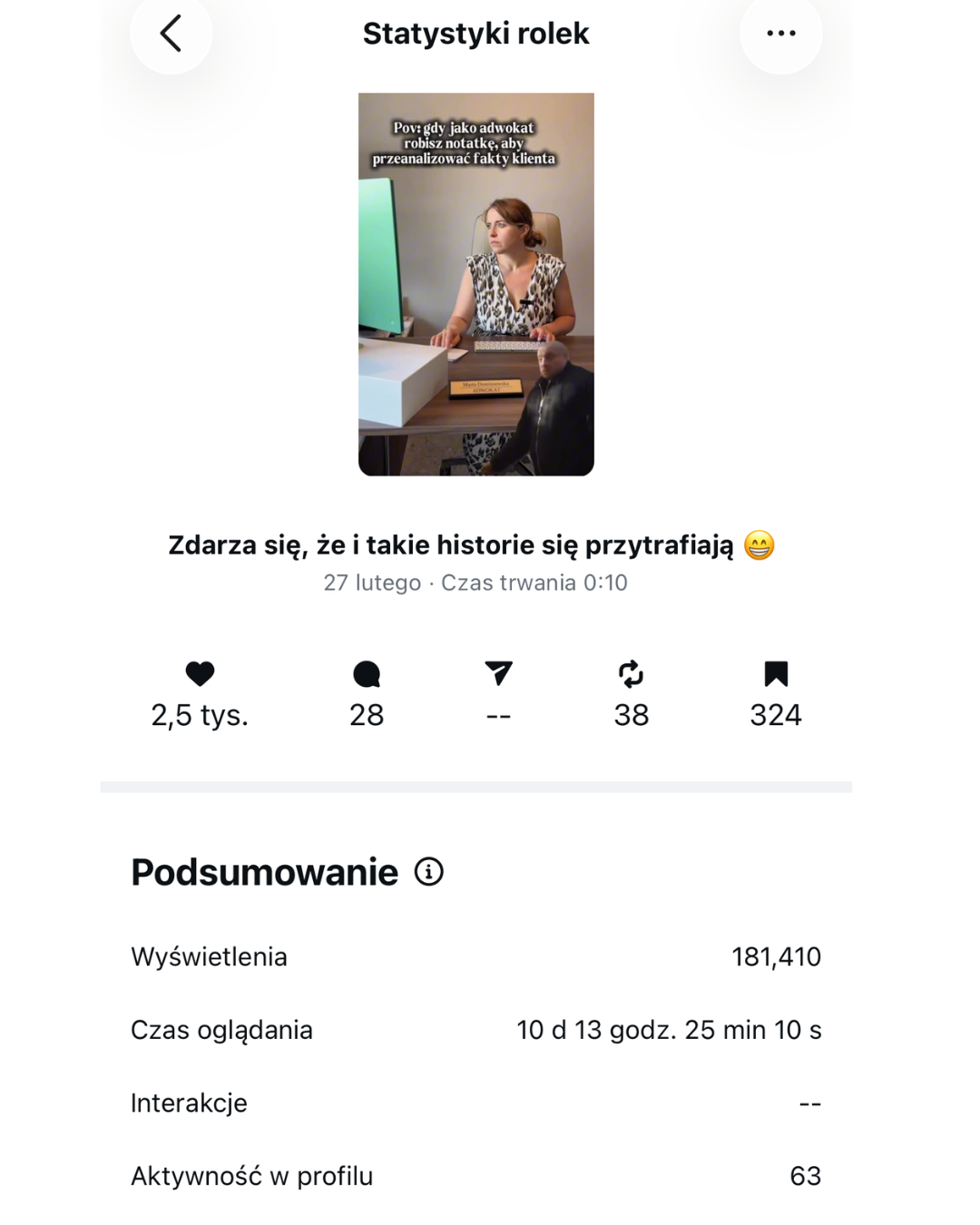 Wyniki realizacji social media — przykład 2